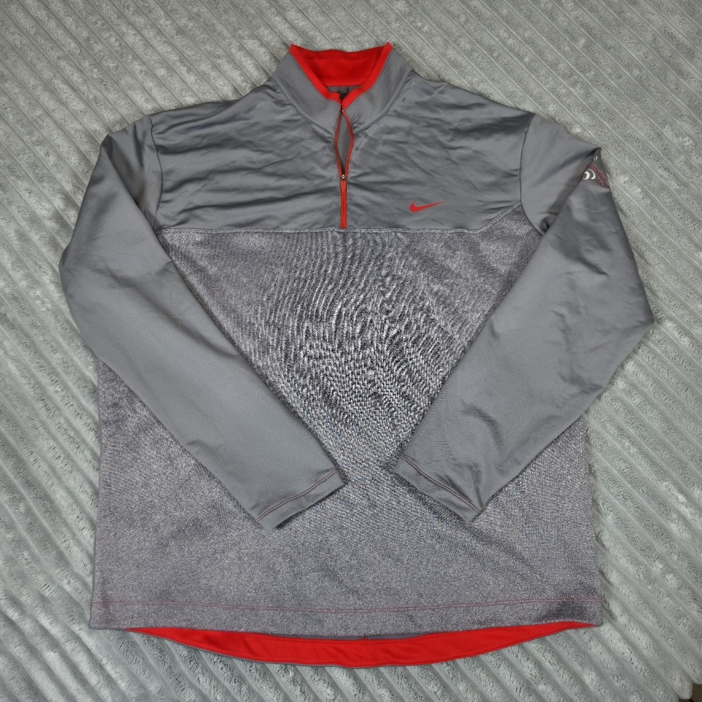 Nike Golf Pullover Mens 2XL Gray Quarter Zip Performance Fleece Sweater Two Tone